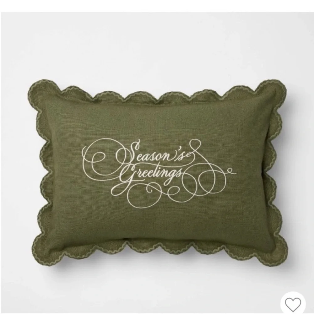 Studio McGee Green Holiday Pillow. 14” x  20”